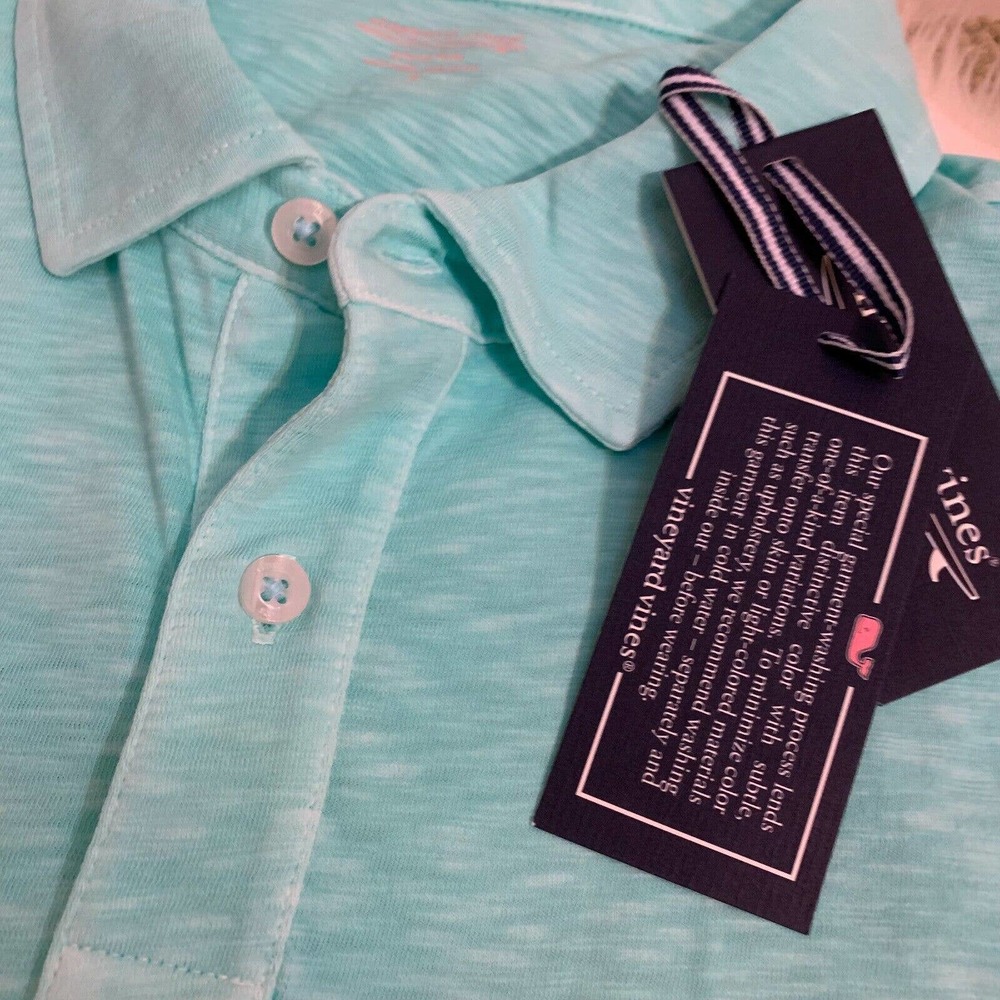 Brand New VINEYARD VINES Men's ISLAND Dyed Slub SS COTTON Pocket Polo CAICOS Med - Picture 3 of 16